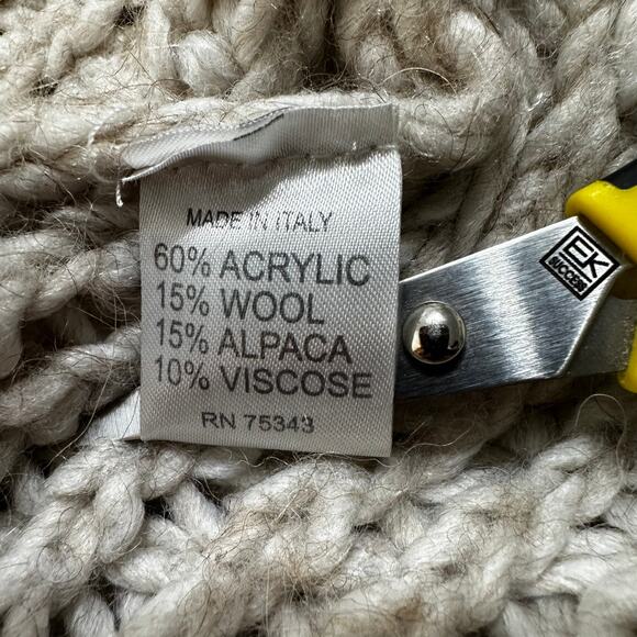 Elsamanda Wool Blend Cream Open Chunky Knit Cardigan Crop Drop Shoulder Italy S - Picture 4 of 5